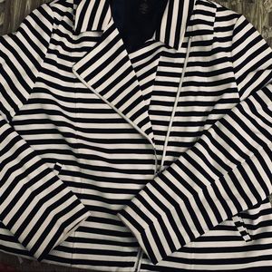 Lane Bryant Navy and White Knit Moto Jacket Sz 18